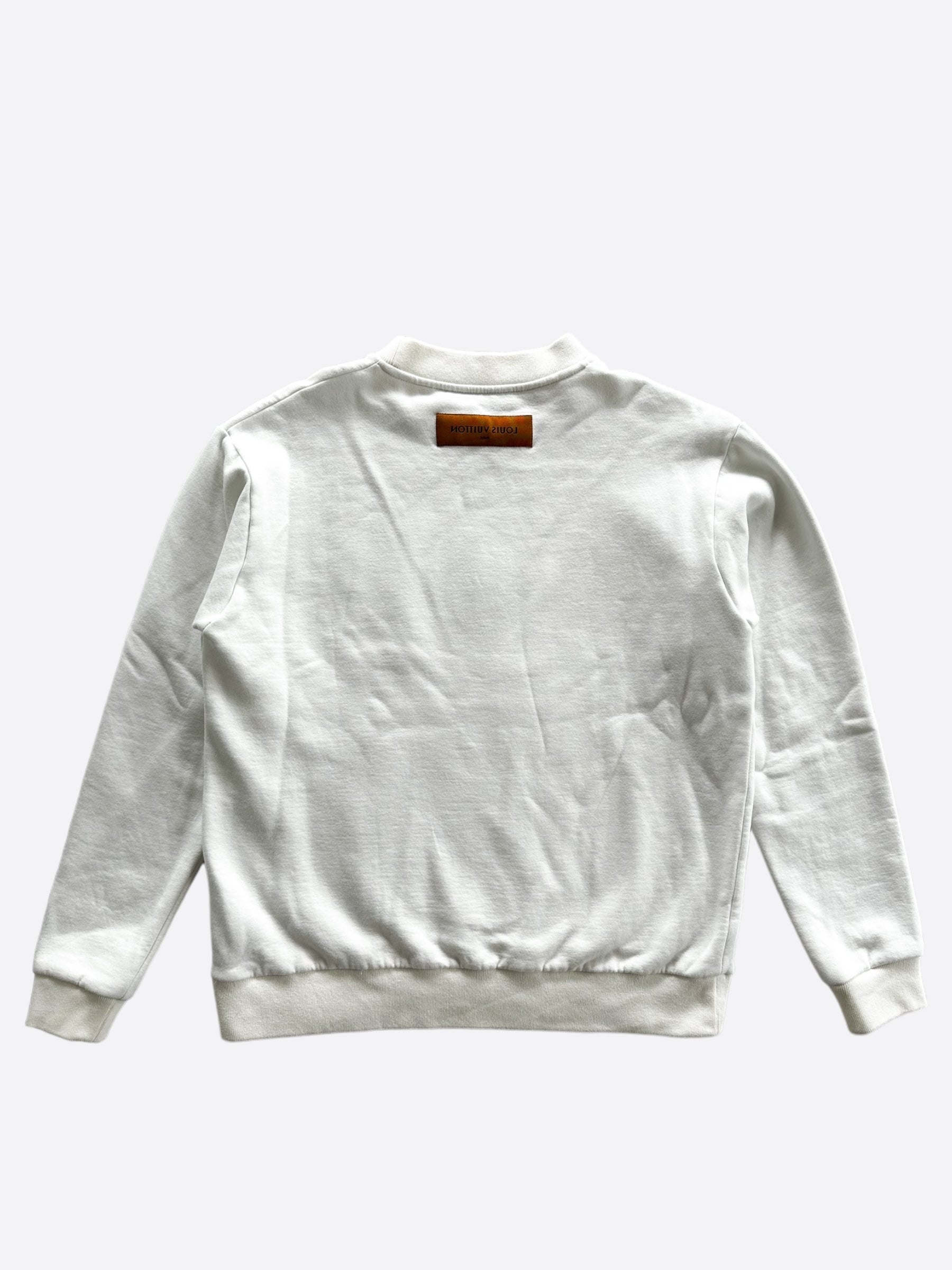 Louis Vuitton フラワーロゴ ニット L Louis Vuitton White Multicolor Flower Monogram Sweater
