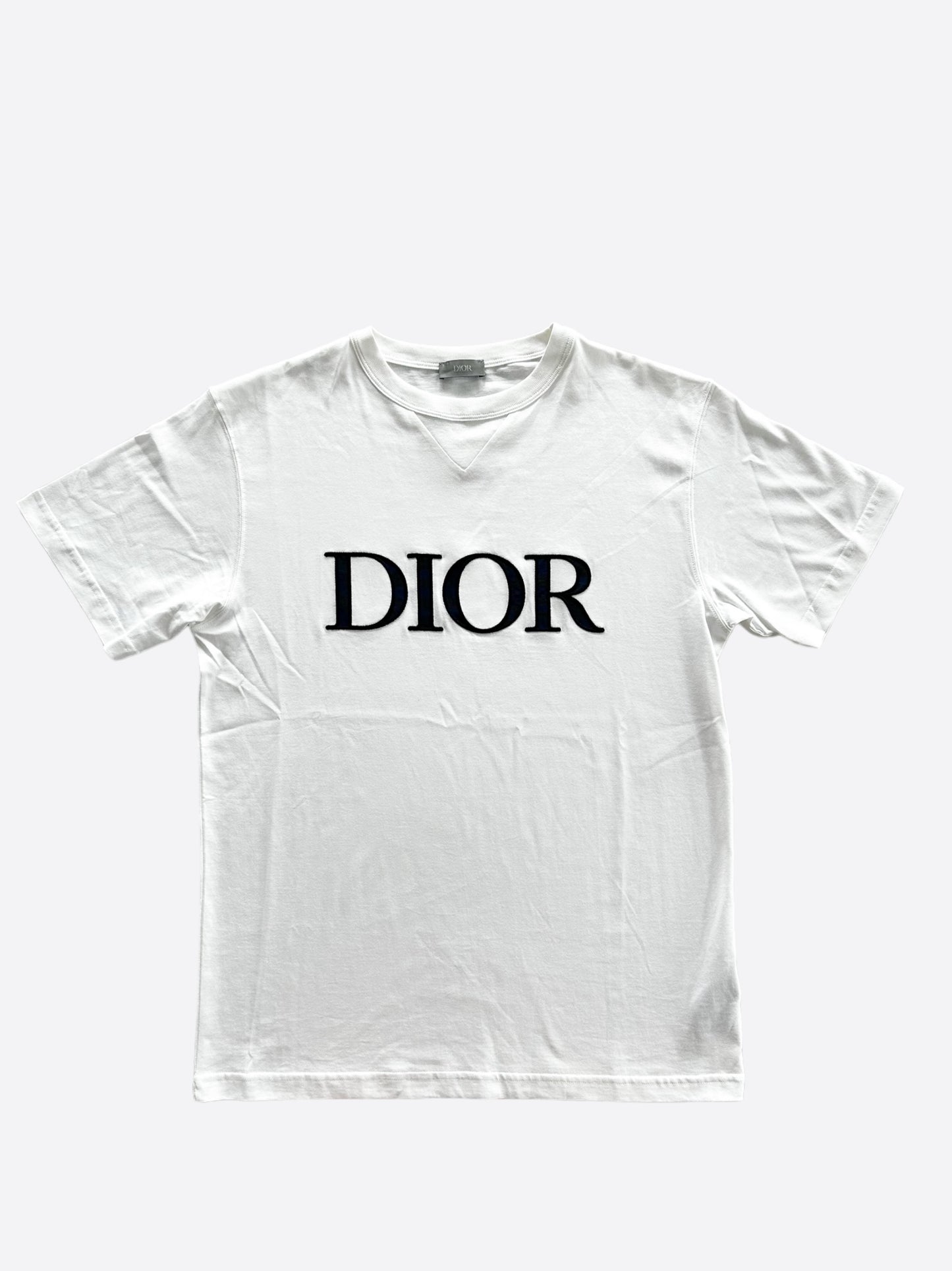 Dior White & Navy Embroidered Logo T-Shirt