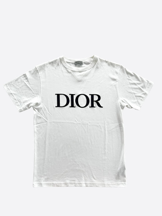 Dior White & Navy Embroidered Logo T-Shirt