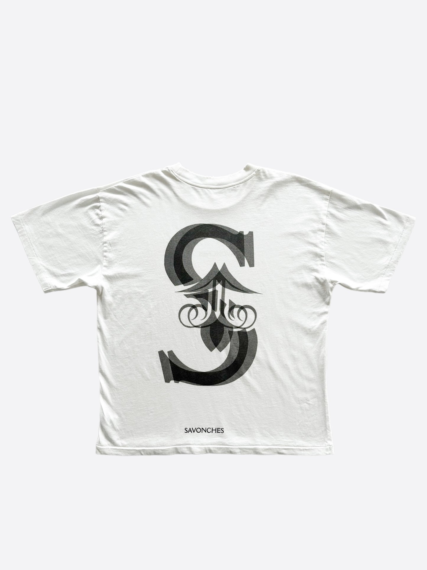 Savonches White & Grey Blurred S Logo T-Shirt