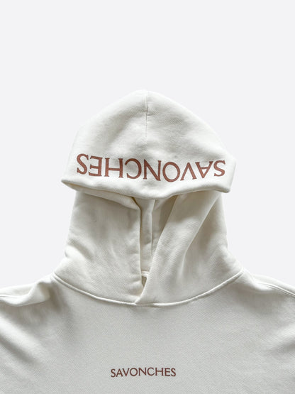 Savonches White & Brown Double S Logo Hoodie