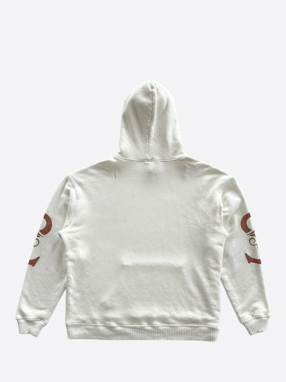 Savonches White & Brown Double S Logo Hoodie