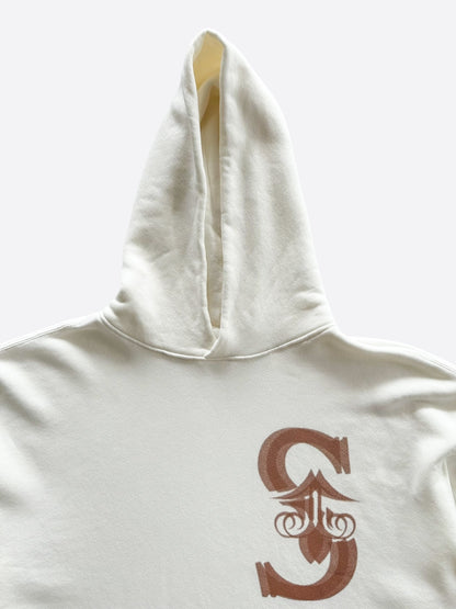 Savonches White & Brown Blurred S Logo Hoodie