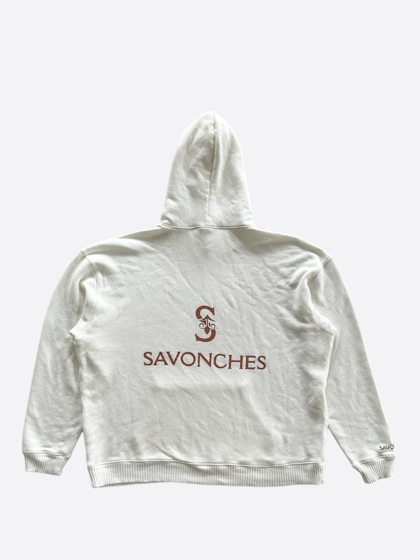 Savonches White & Brown S Logo Hoodie