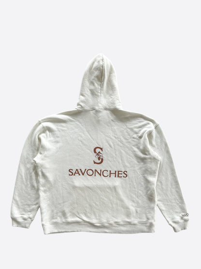 Savonches White & Brown S Logo Hoodie