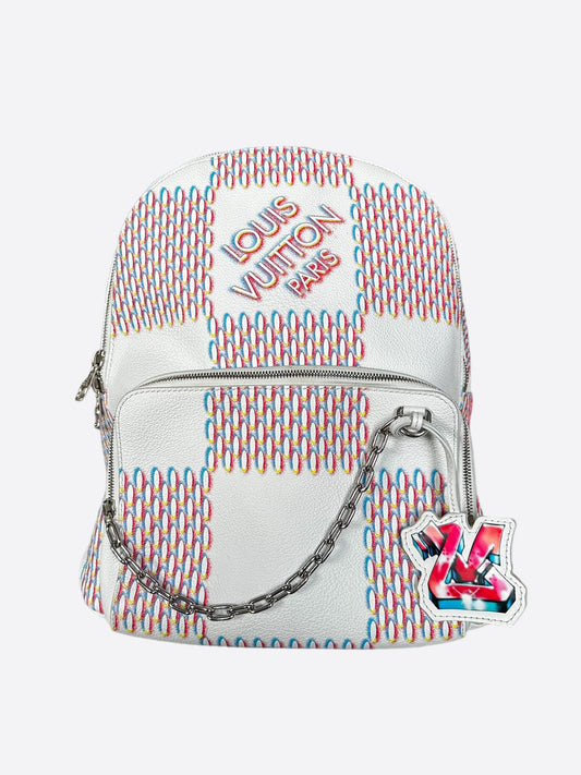 Louis Vuitton White Damier Spray Racer Backpack