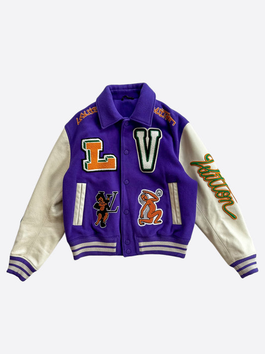 Louis Vuitton Purple & White Frog Varsity Jacket