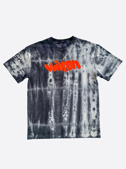 Louis Vuitton Grey Tie-Dye Graffiti Logo T-Shirt