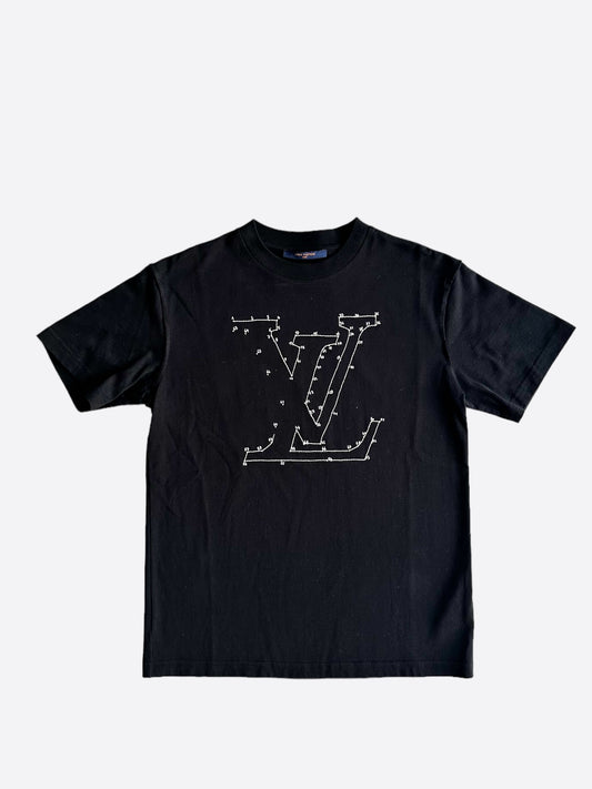 Louis Vuitton Black & White LV Stitch Logo T-Shirt