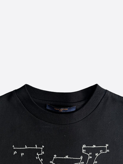 Louis Vuitton Black & White LV Stitch Logo T-Shirt