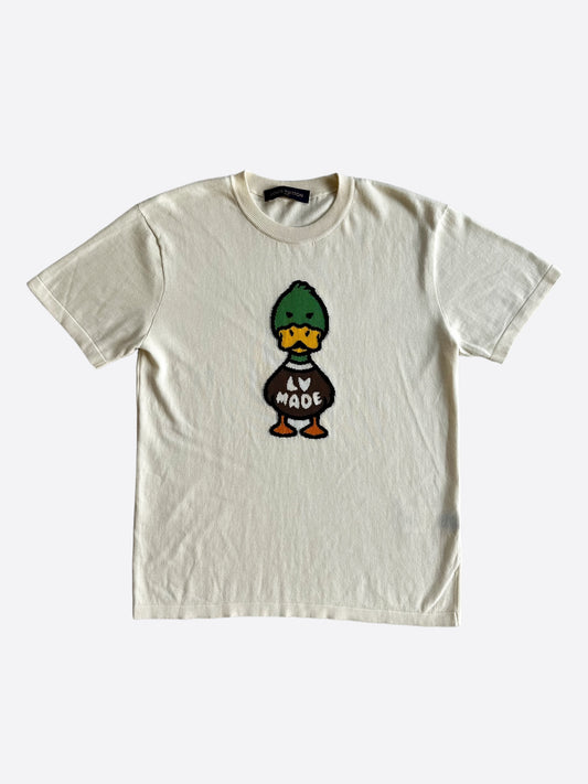 Louis Vuitton Nigo Cream Duck Logo Intarsia T-Shirt