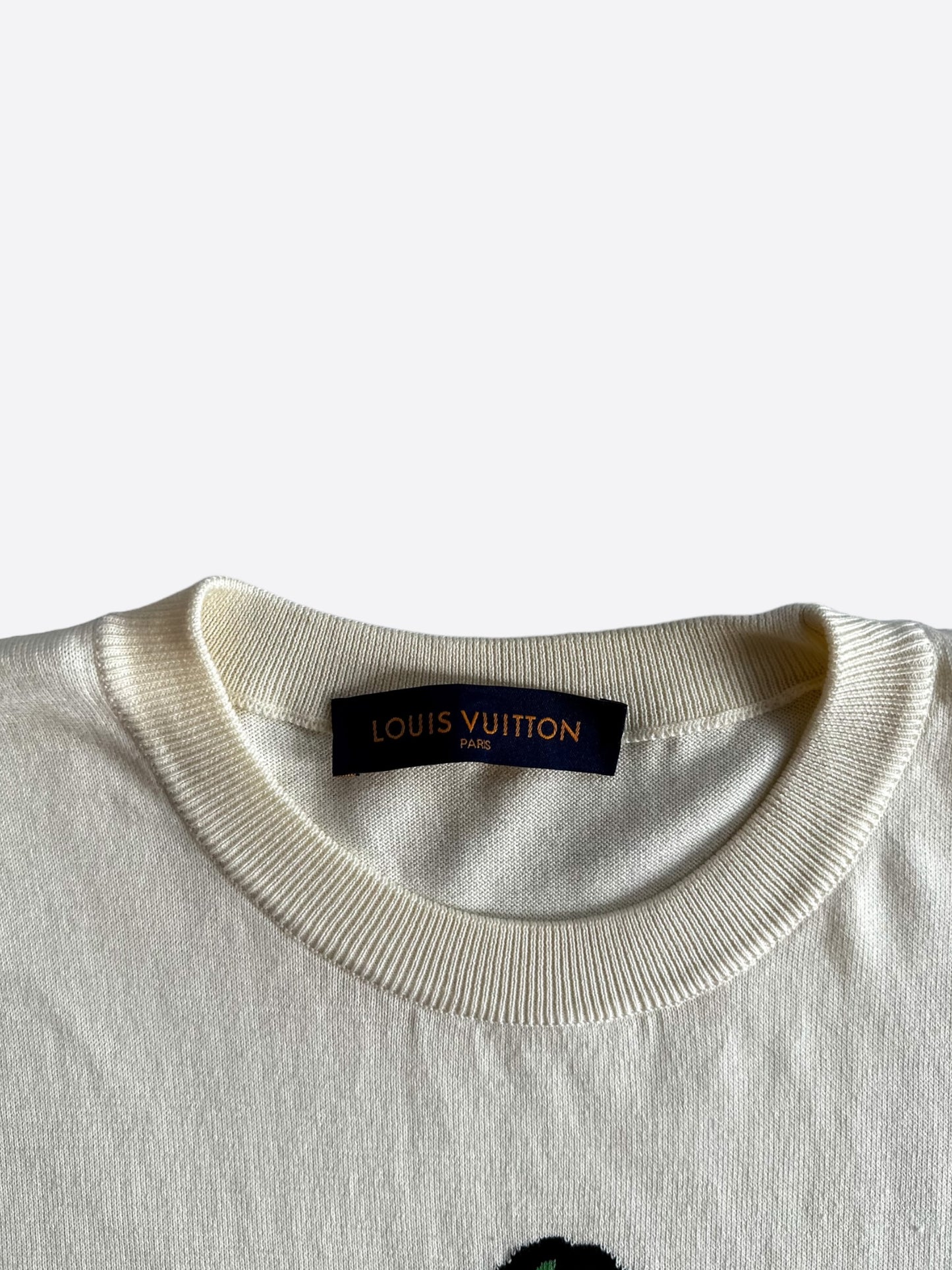 Louis Vuitton Nigo Cream Duck Logo Intarsia T-Shirt