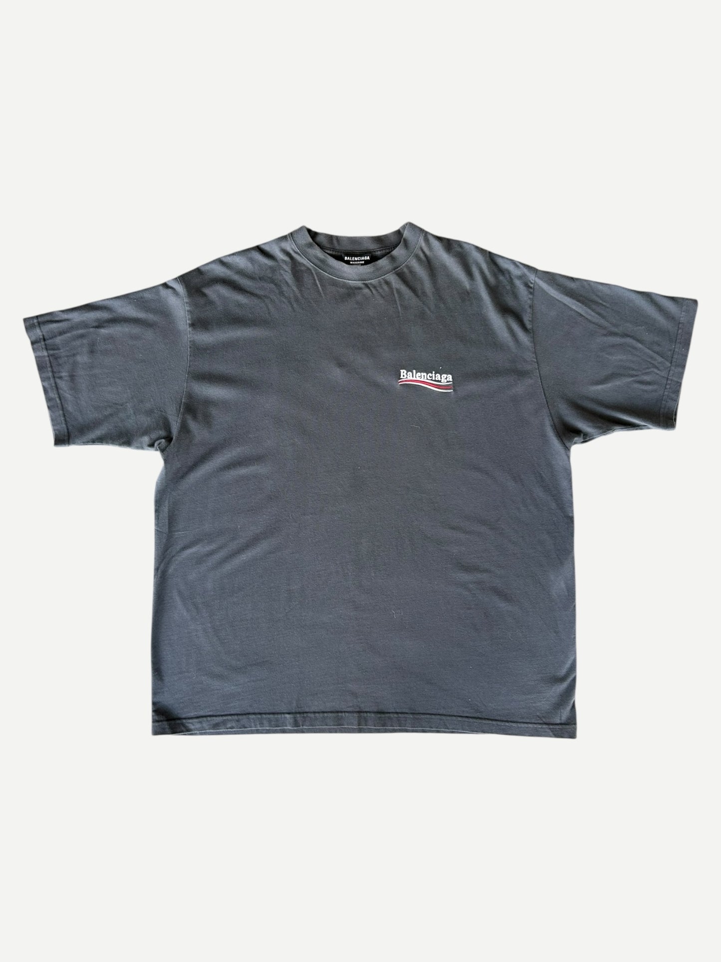 Balenciaga Faded Black Campaign Embroidered Logo T-Shirt
