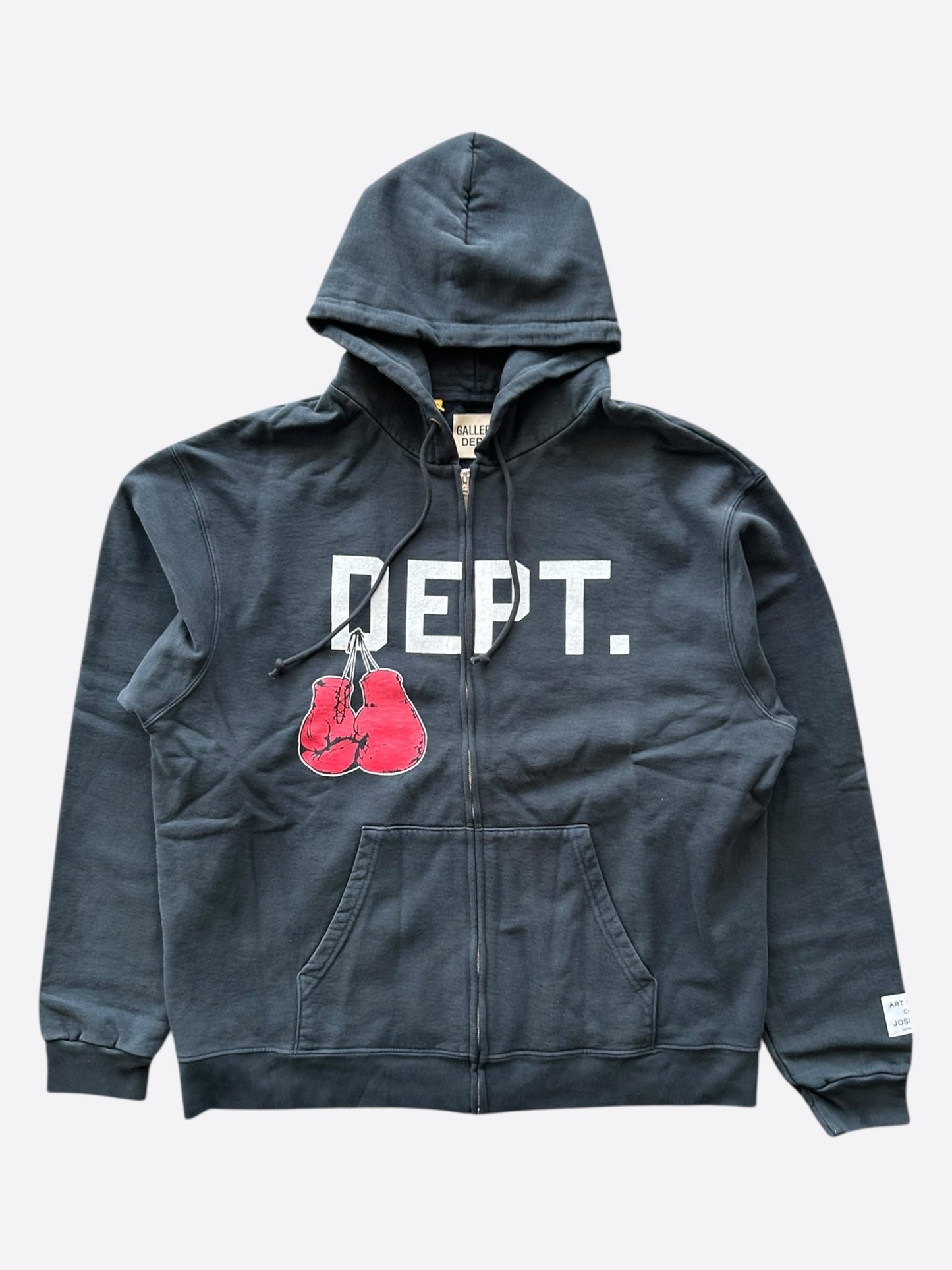 Gallery Dept Vintage Black Boxing Logo Zip Up Hoodie