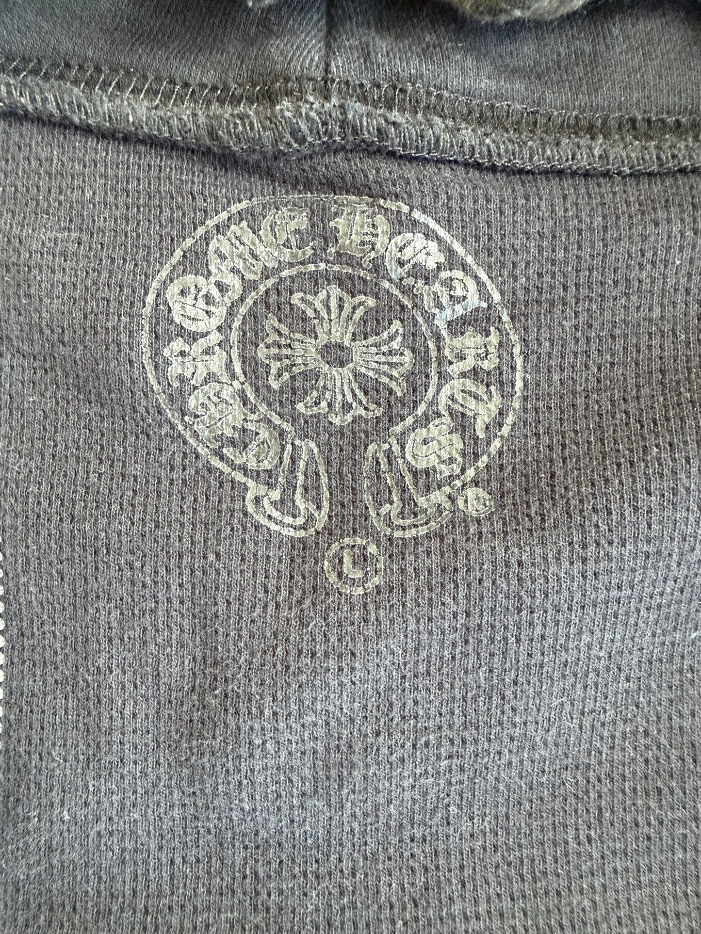 Chrome Hearts Black & White Script Logo Thermal Zip Up Hoodie