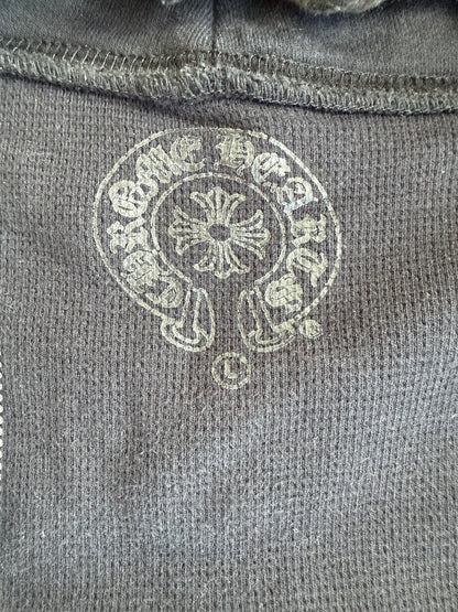 Chrome Hearts Black & White Script Logo Thermal Zip Up Hoodie