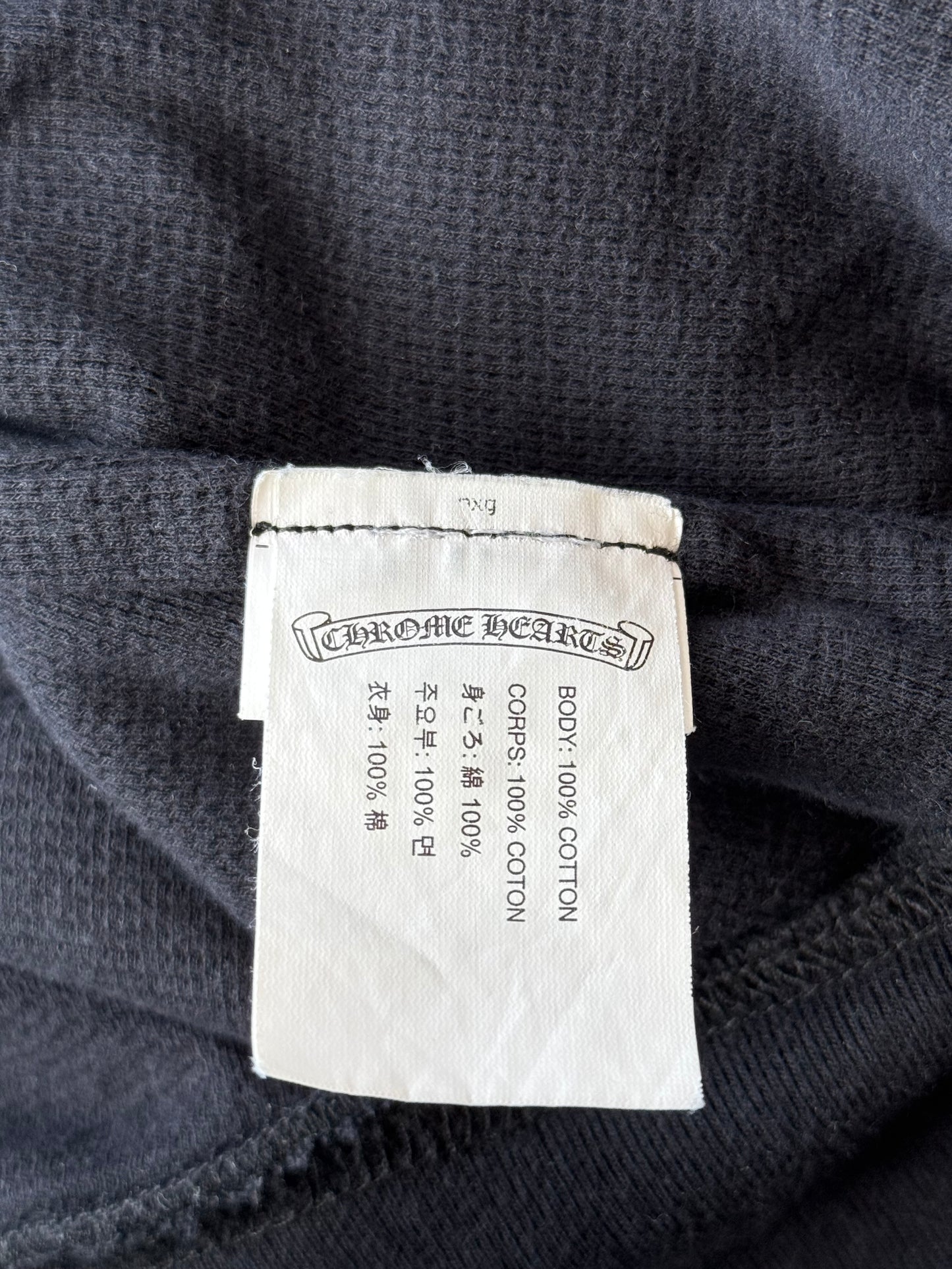Chrome Hearts Black & White Script Logo Thermal Zip Up Hoodie