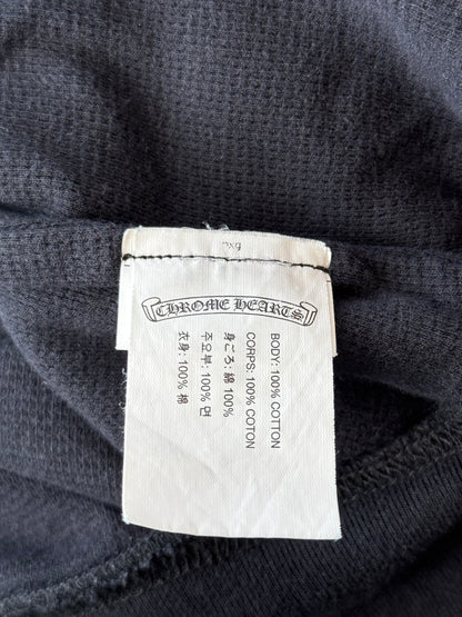 Chrome Hearts Black & White Script Logo Thermal Zip Up Hoodie