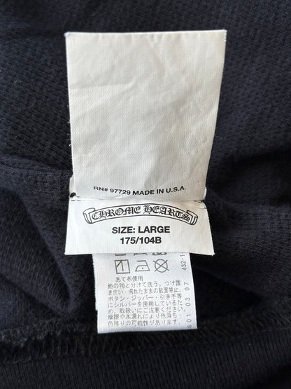 Chrome Hearts Black & White Script Logo Thermal Zip Up Hoodie