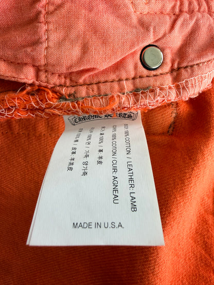 Chrome Hearts Orange & Black Cross Patch Flared Jeans