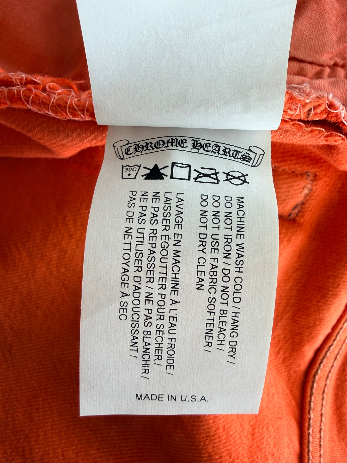 Chrome Hearts Orange & Black Cross Patch Flared Jeans