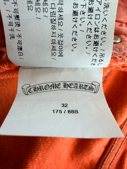 Chrome Hearts Orange & Black Cross Patch Flared Jeans
