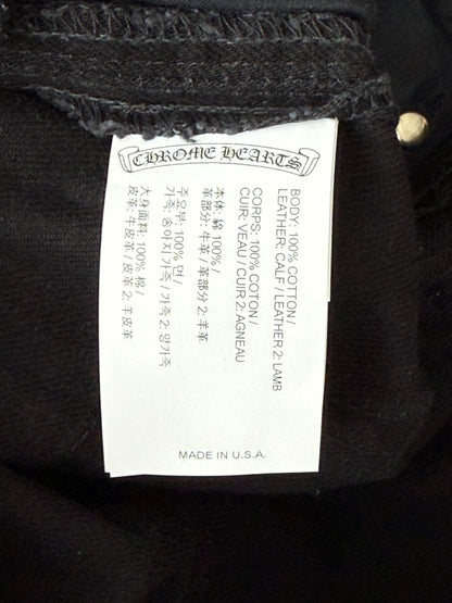 Chrome Hearts Black, Cow & Yellow Cross Patch Fleur Jeans