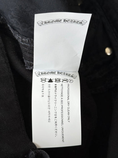Chrome Hearts Black, Cow & Yellow Cross Patch Fleur Jeans