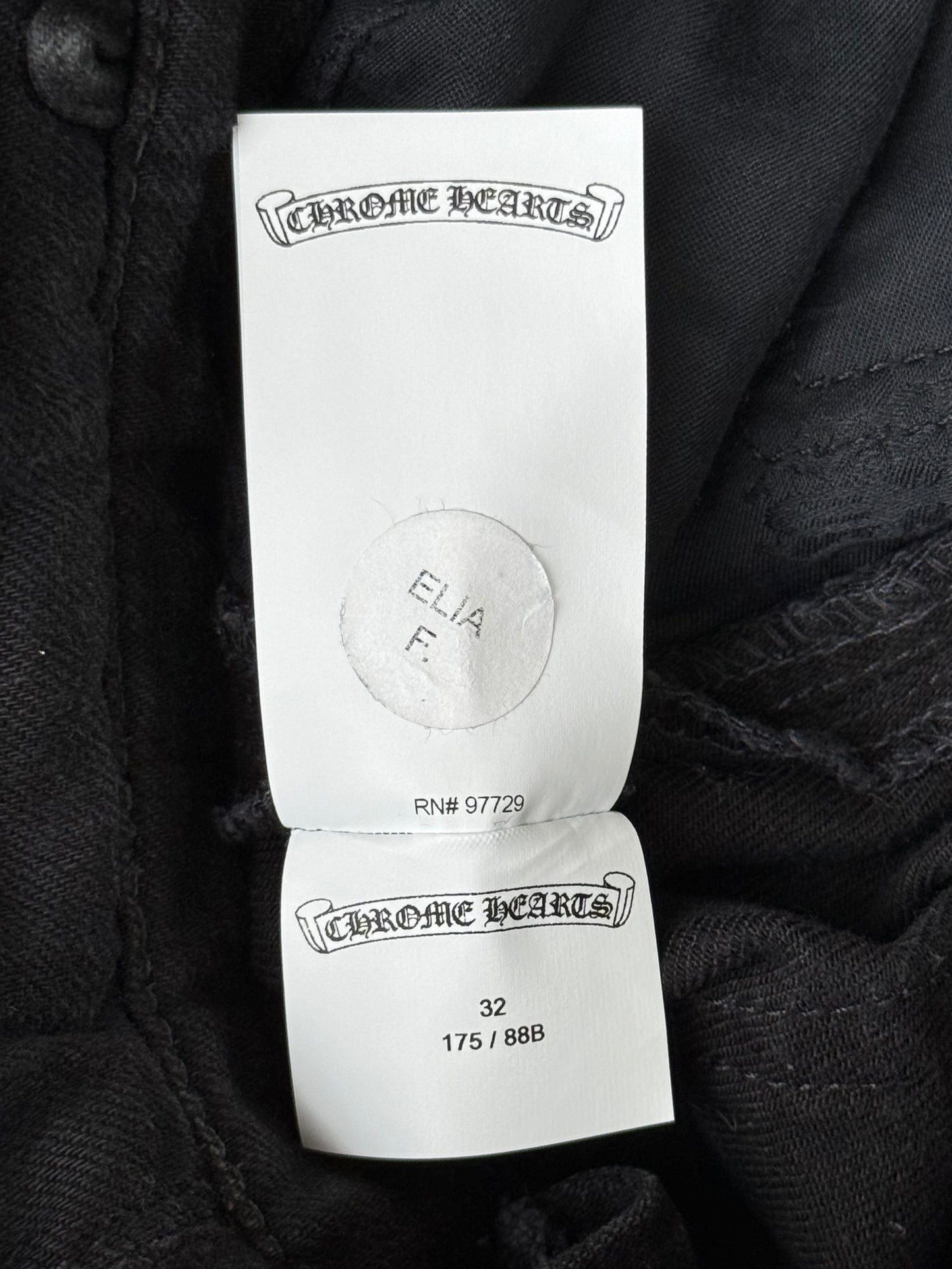 Chrome Hearts Black, Cow & Yellow Cross Patch Fleur Jeans