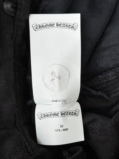 Chrome Hearts Black, Cow & Yellow Cross Patch Fleur Jeans