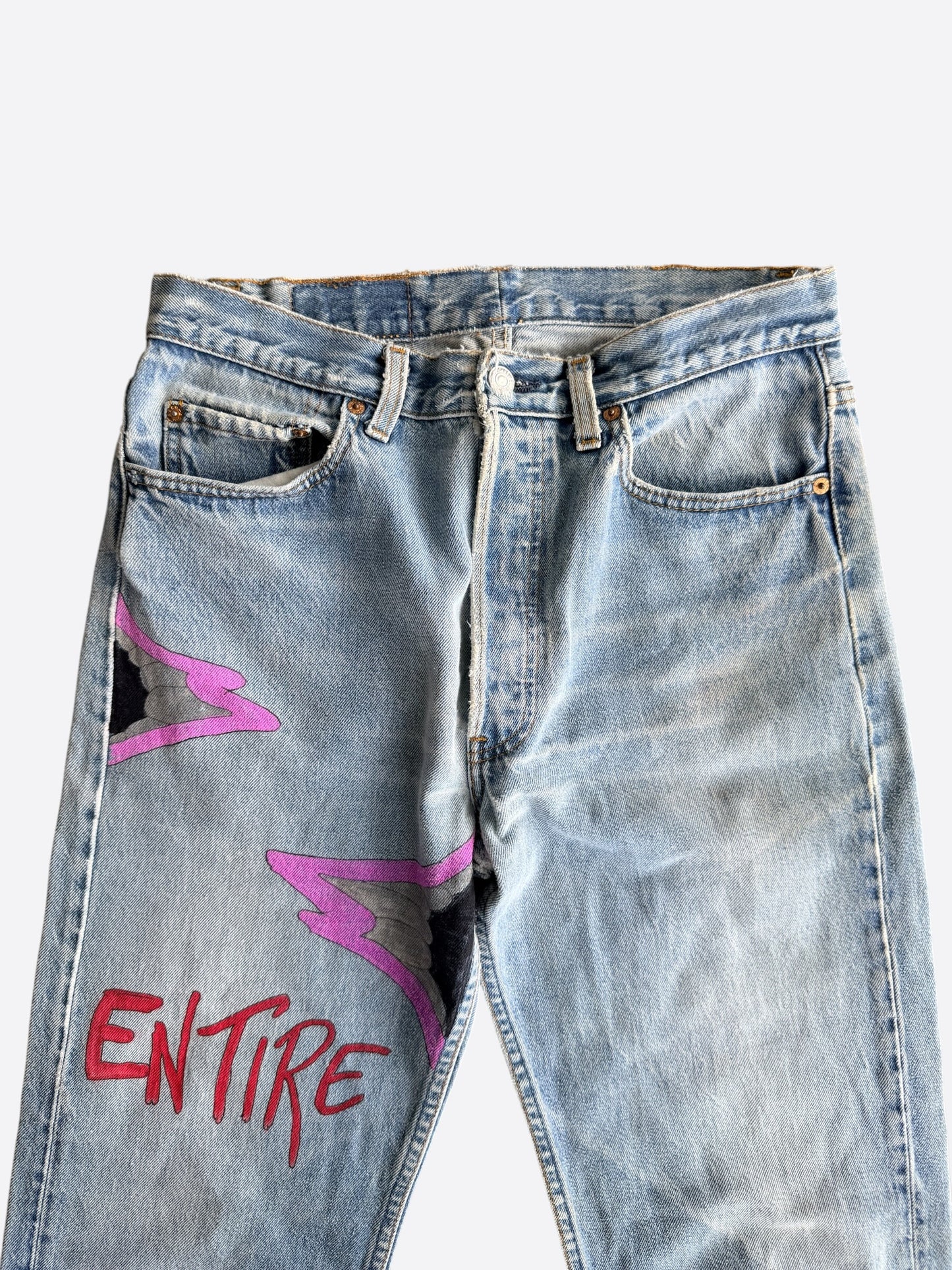 Matty Boy Blue & Multicolor Hand Painted Jeans