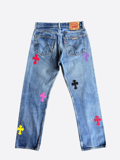 Chrome Hearts Levis Blue & Multicolor Cross Patch Jeans
