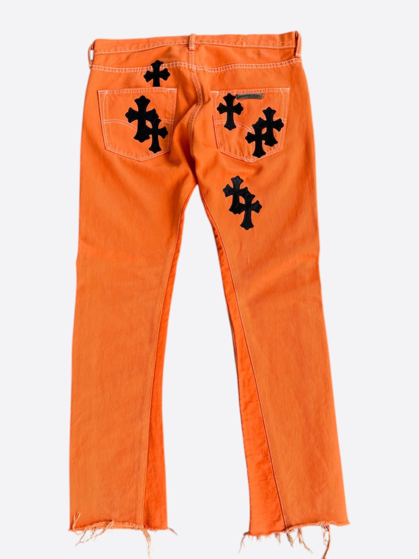 Chrome Hearts Orange & Black Cross Patch Jeans
