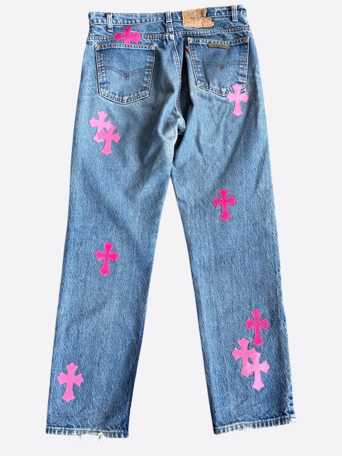 Chrome Hearts Levis Blue & Pink Cross Patch Jeans
