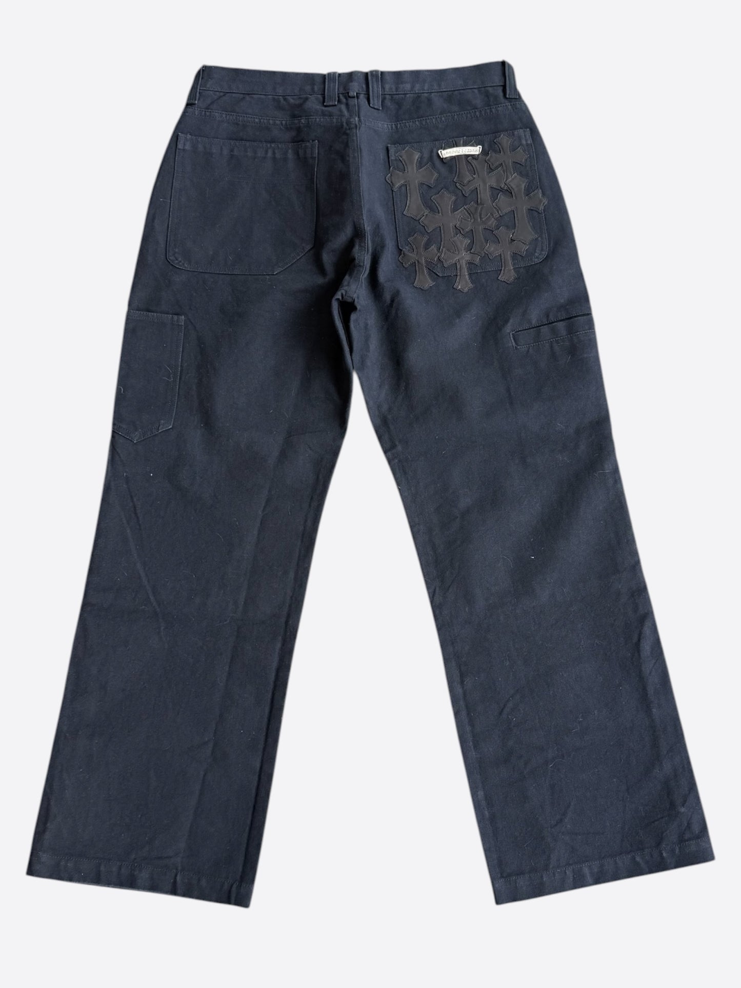 Chrome Hearts Black Cross Patch Carpenter Pants