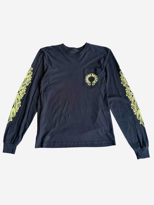 Chrome Hearts Black & Yellow Horseshoe Longsleeve T-Shirt