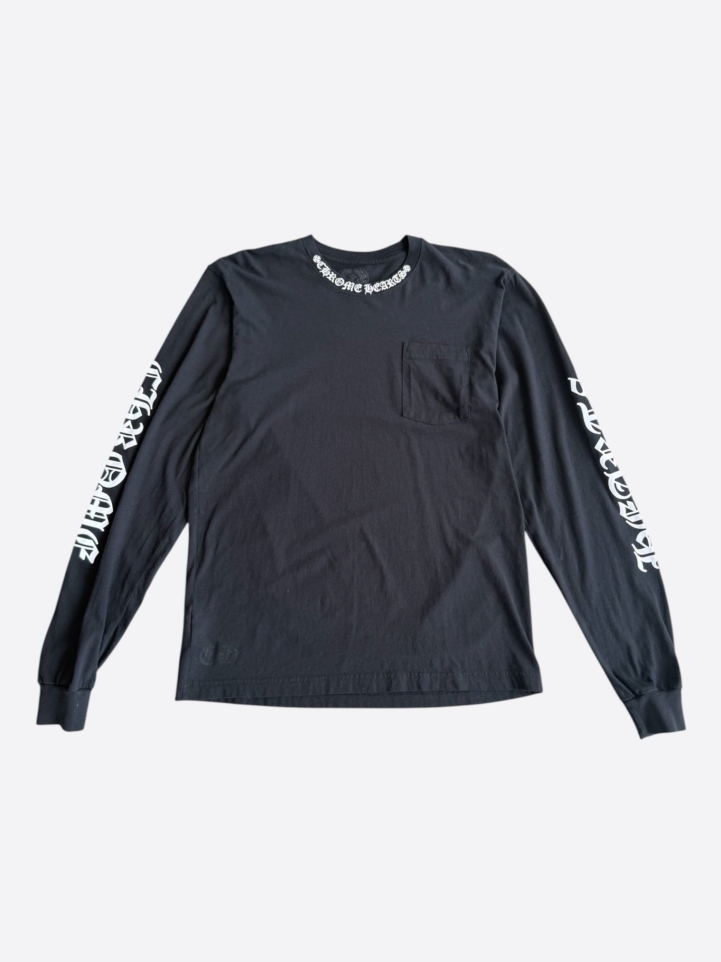 Chrome Hearts Black & White Neck Logo Longsleeve T-Shirt