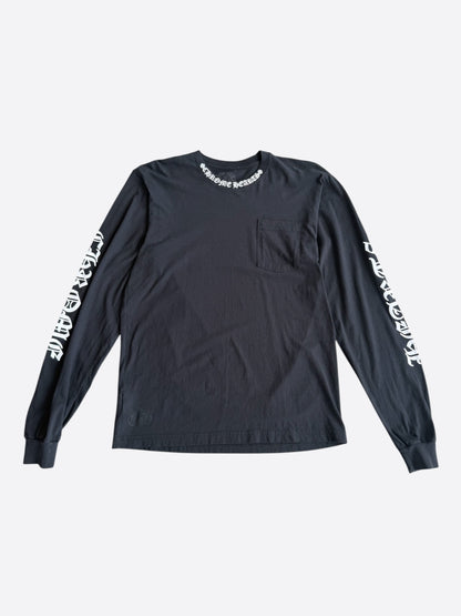 Chrome Hearts Black & White Neck Logo Longsleeve T-Shirt