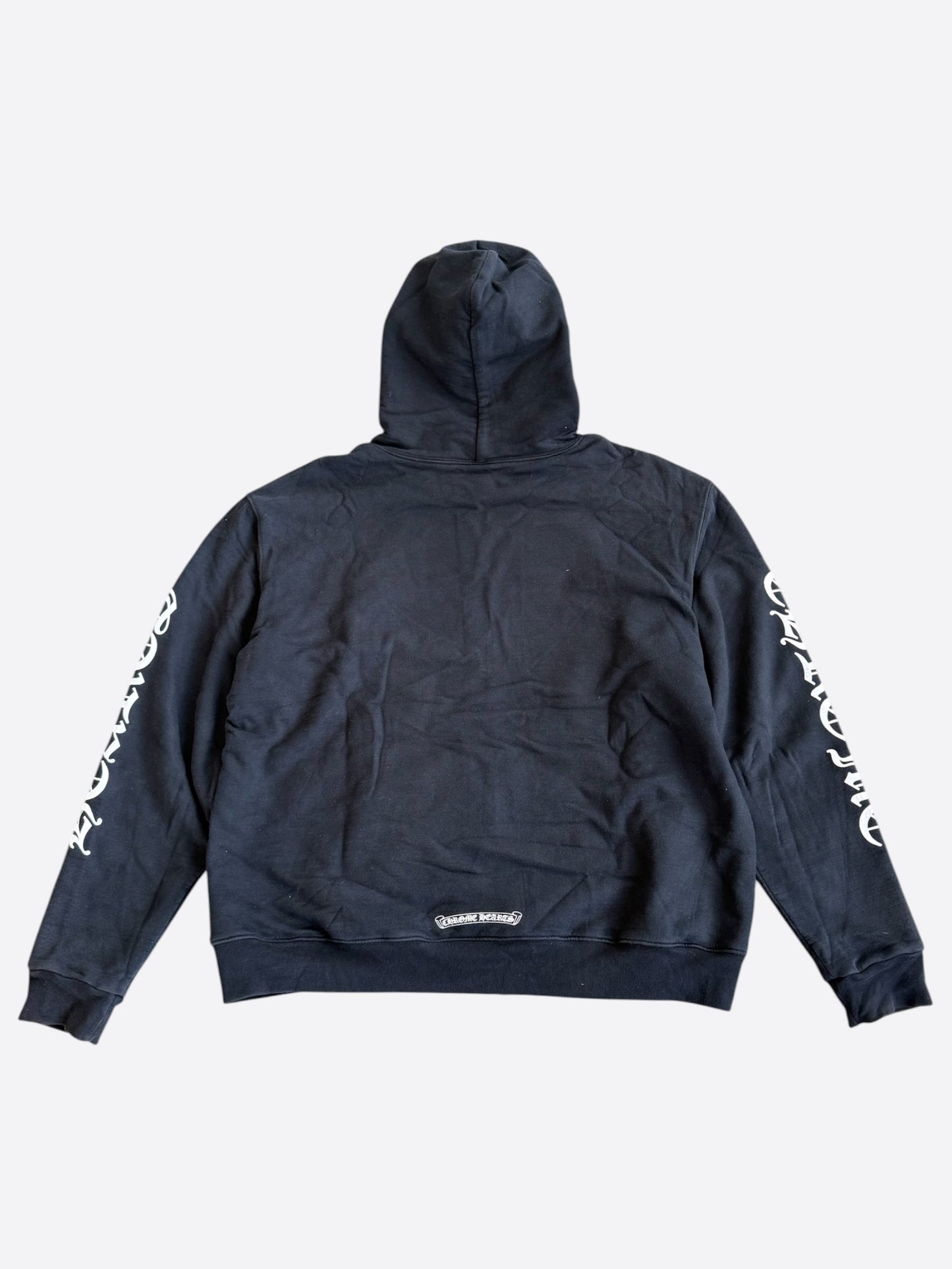 Chrome Hearts Black & White Script Logo Thermal Zip Up Hoodie
