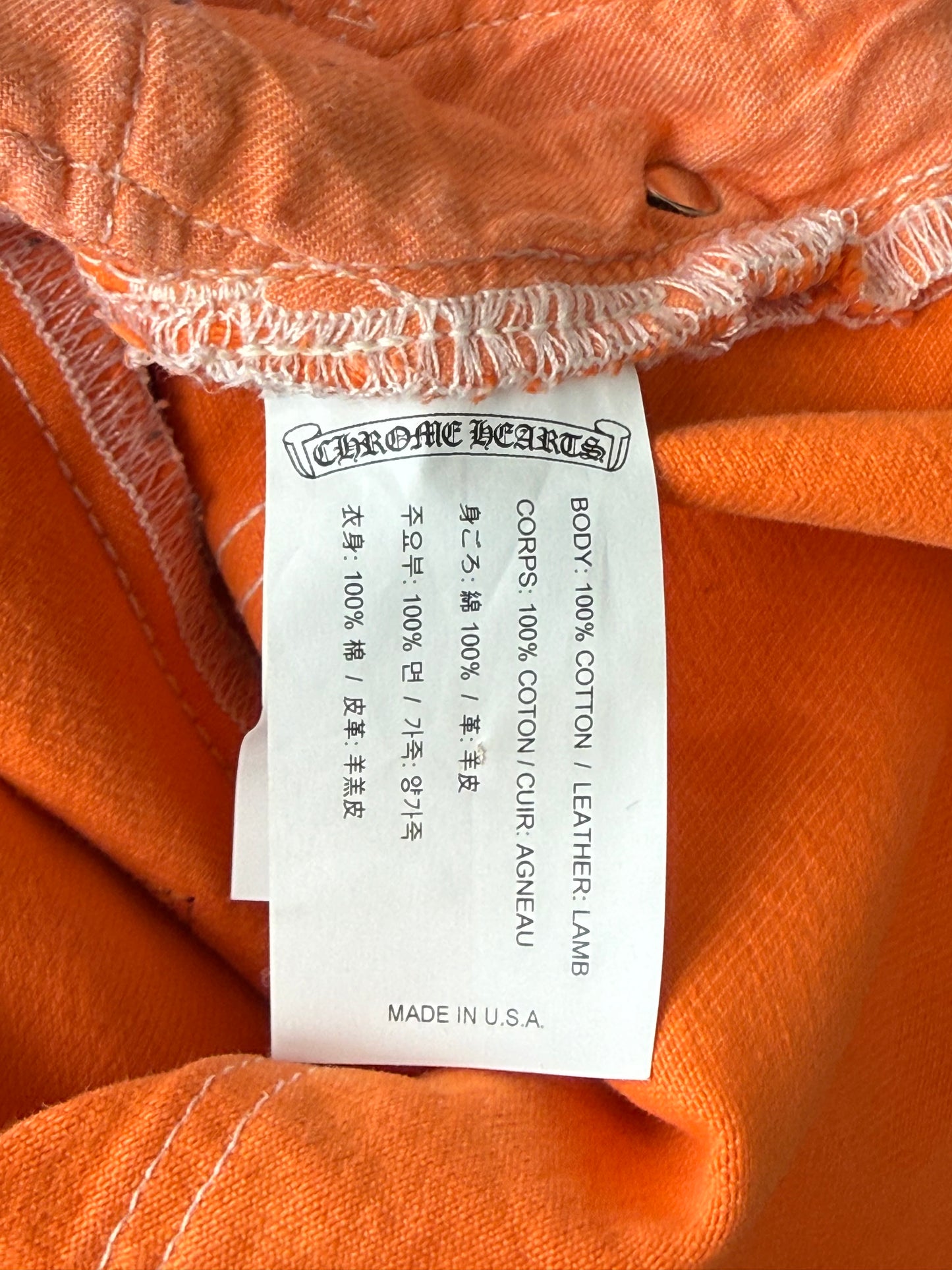 Chrome Hearts Orange & Black Cross Patch Jeans