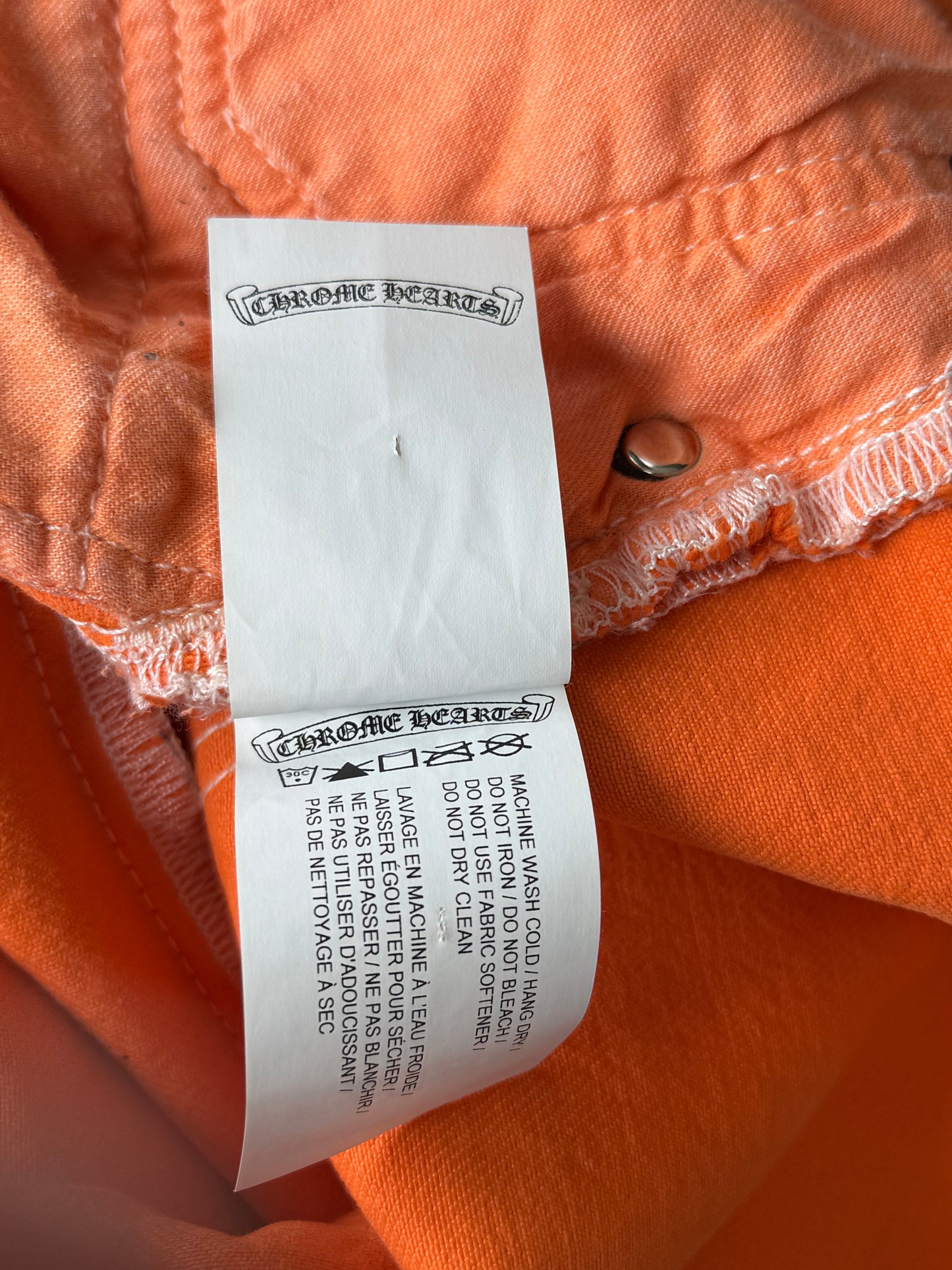 Chrome Hearts Orange & Black Cross Patch Jeans