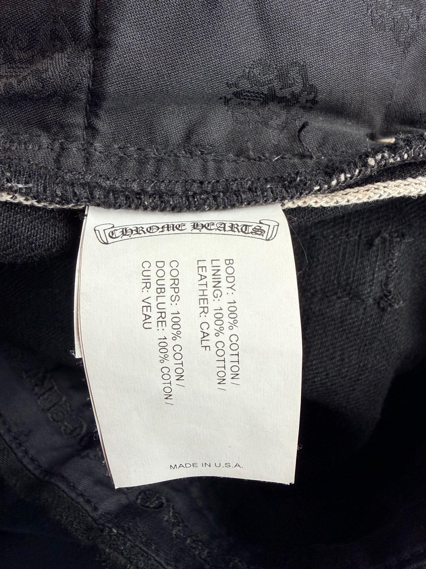 Chrome Hearts Black, Pink & Checkered Cross Patch Fleur Jeans