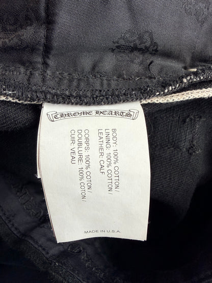 Chrome Hearts Black, Pink & Checkered Cross Patch Fleur Jeans