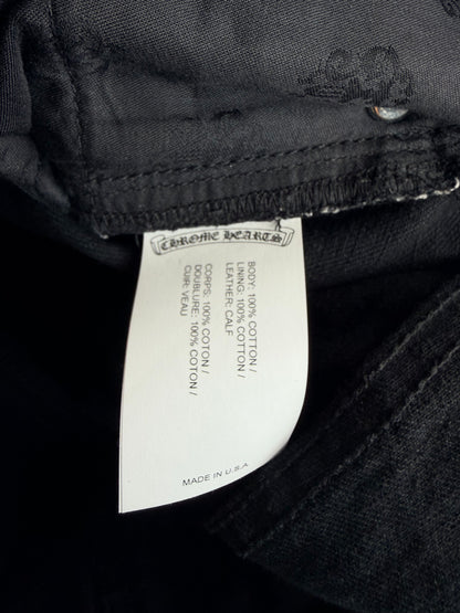 Chrome Hearts Black, Green & Cheetah Cross Patch Jeans