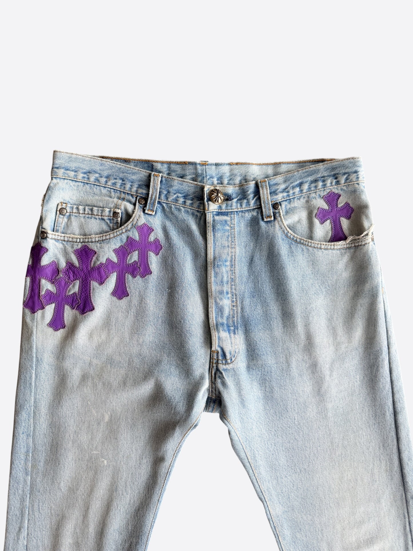 Chrome Hearts Levis Blue & Purple Cross Patch Jeans