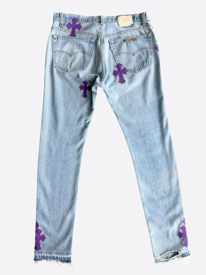Chrome Hearts Levis Blue & Purple Cross Patch Jeans