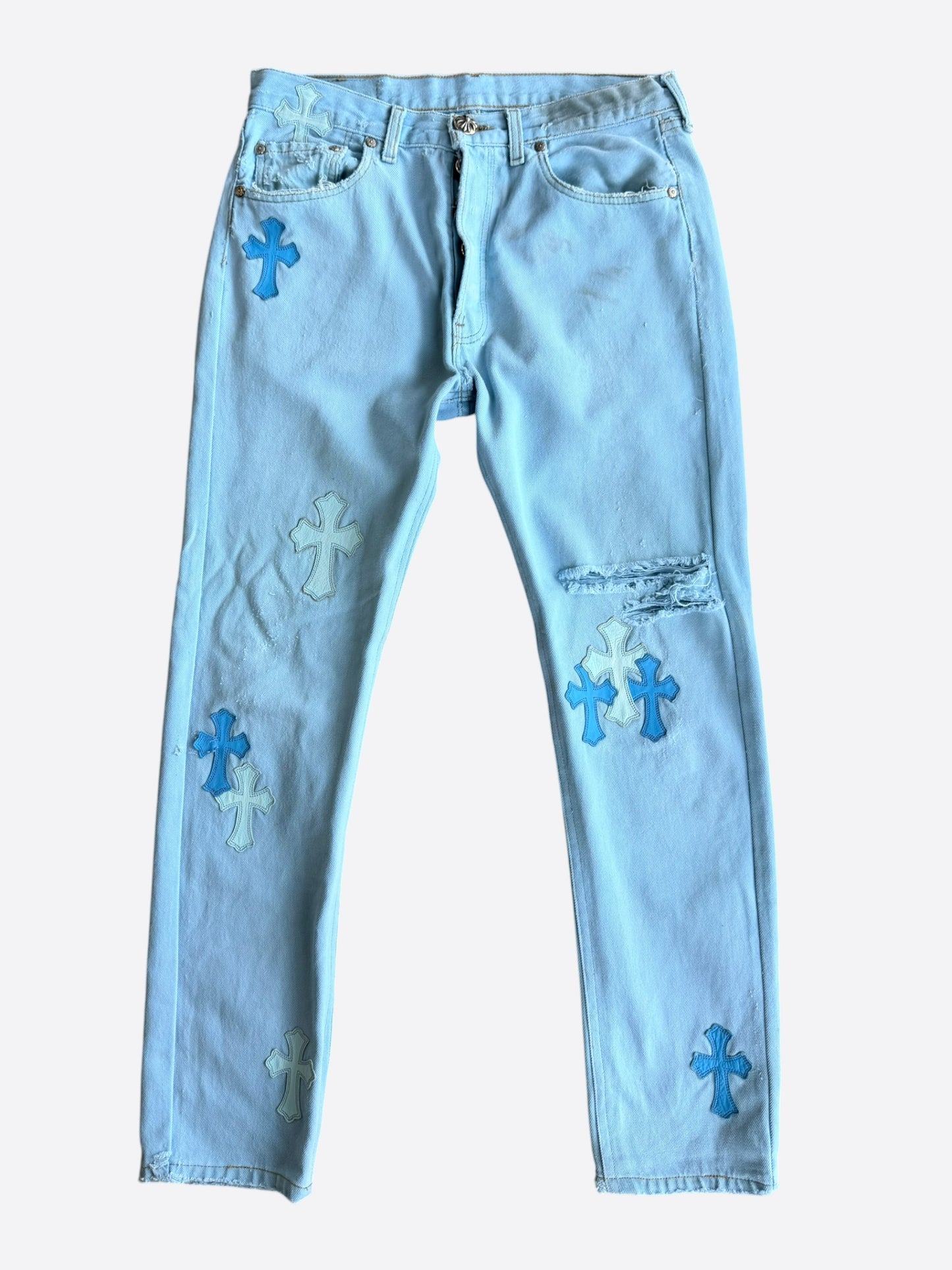 Chrome Hearts Drake Levis Blue Cross Patch Jeans