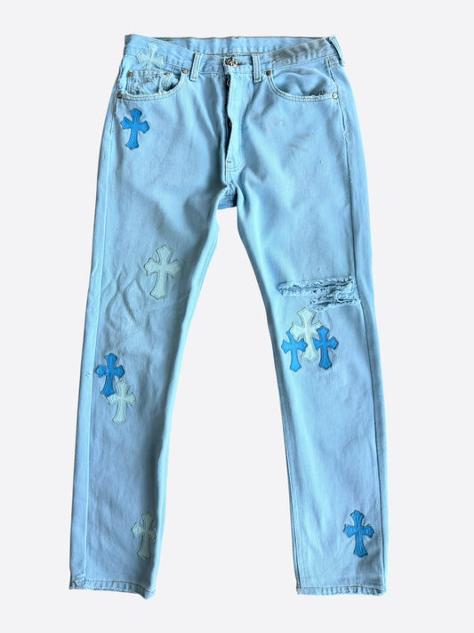 Chrome Hearts Drake Levis Blue Cross Patch Jeans