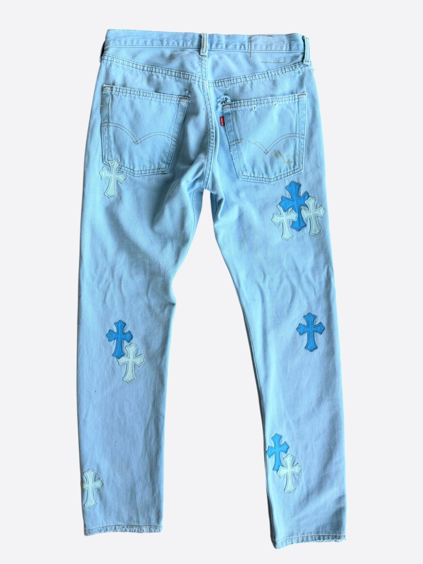 Chrome Hearts Drake Levis Blue Cross Patch Jeans