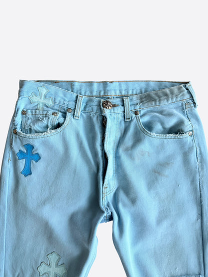 Chrome Hearts Drake Levis Blue Cross Patch Jeans